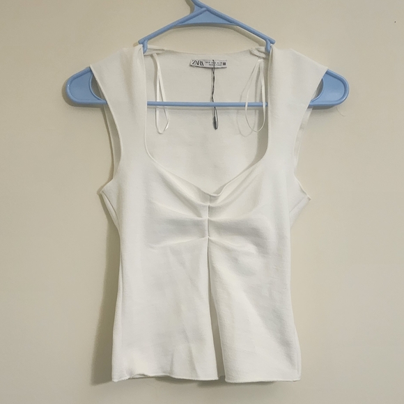 Zara White Sleeveless Tank Top - Picture 1 of 3